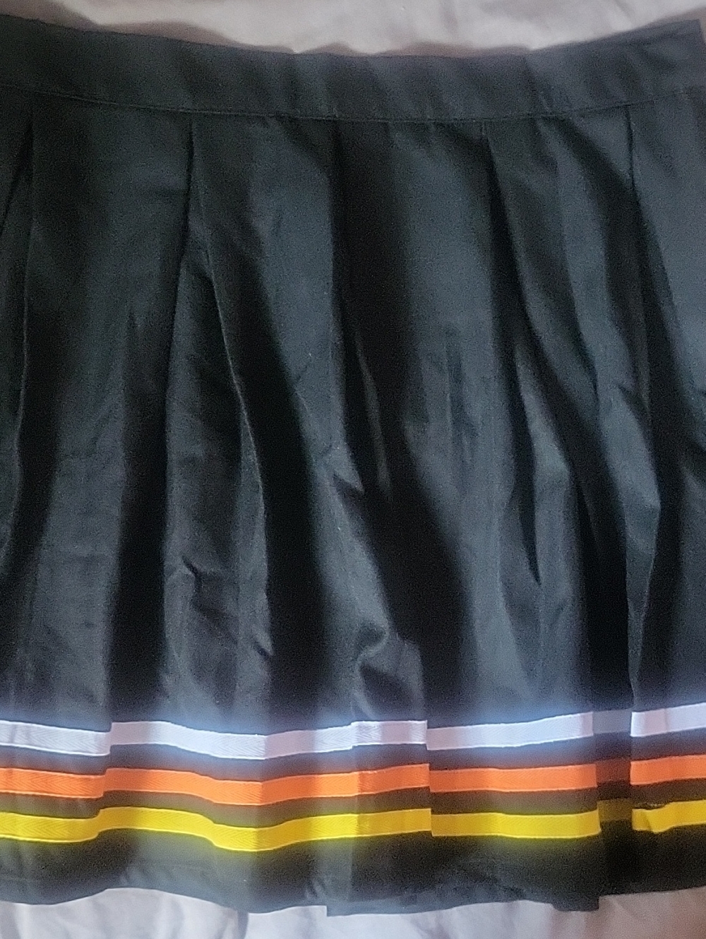 Pleated Skirt Candy Corn Stripe Trim